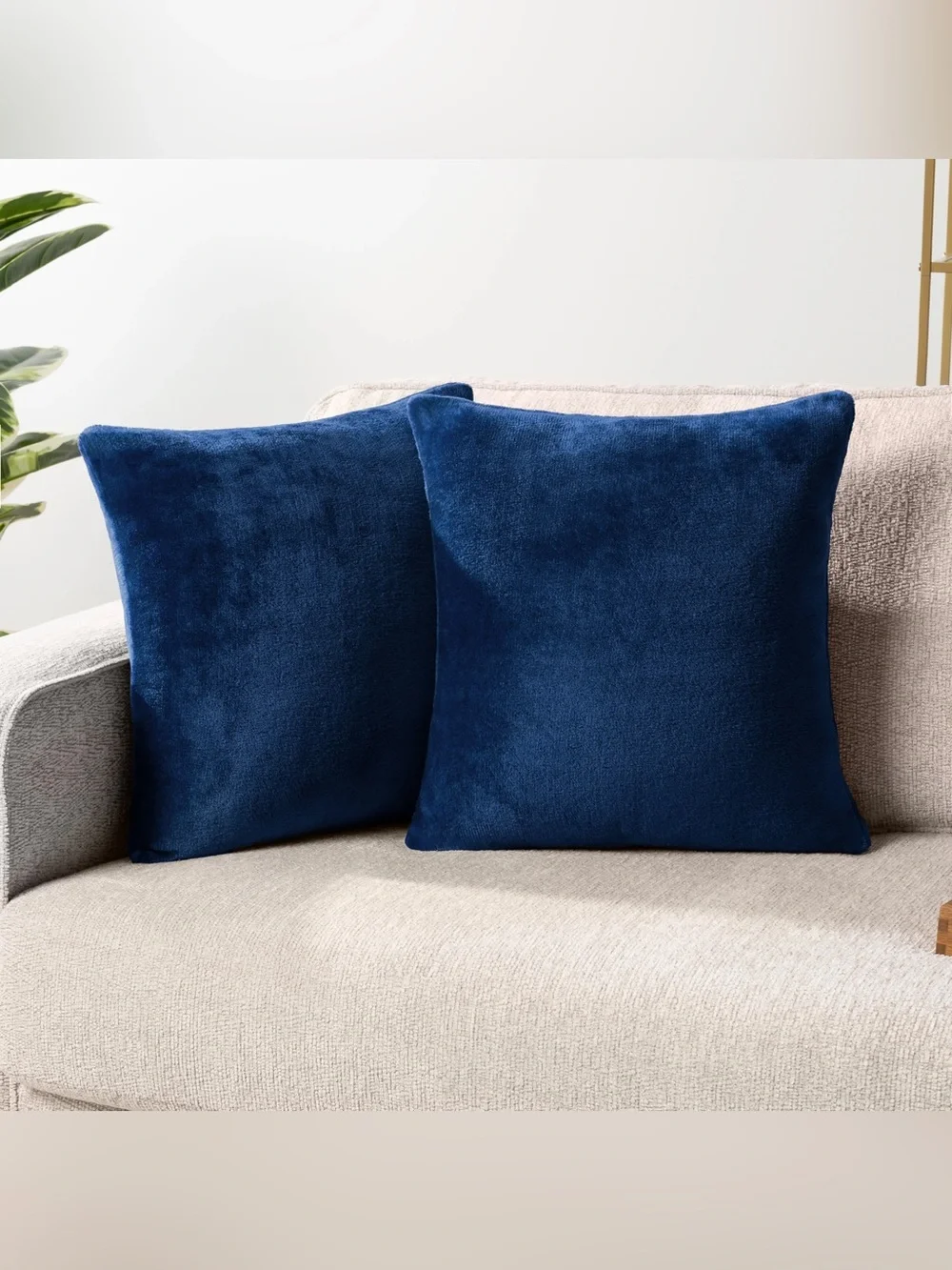 Royal Blue Velvety Soft 22” Throw Pillows - Set of 2